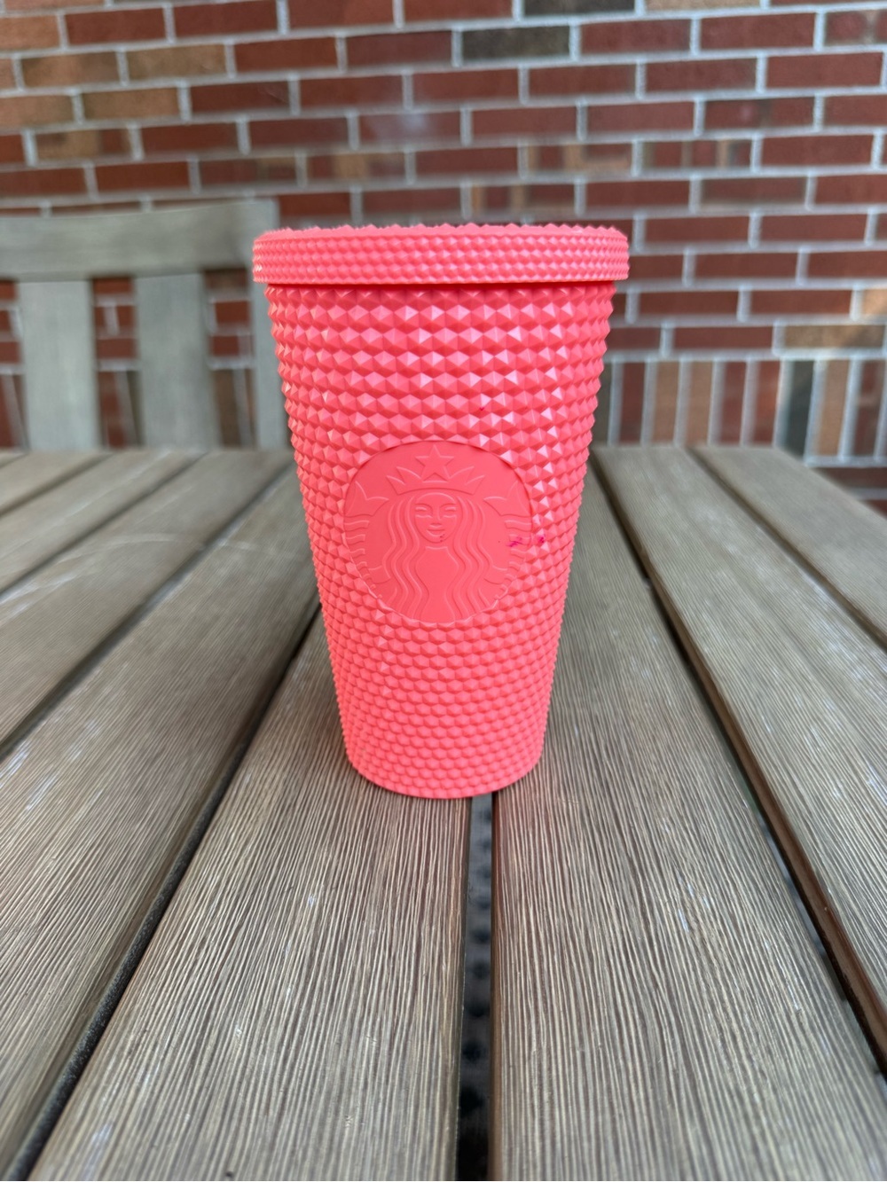 Starbucks Coral Pink Studded Tumbler 16 oz Reusable Cold Cup with Lid